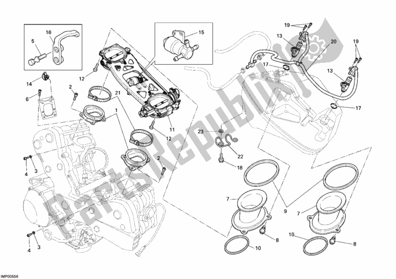 Alle onderdelen voor de Gasklephuis van de Ducati Superbike 1198 SP 2011
